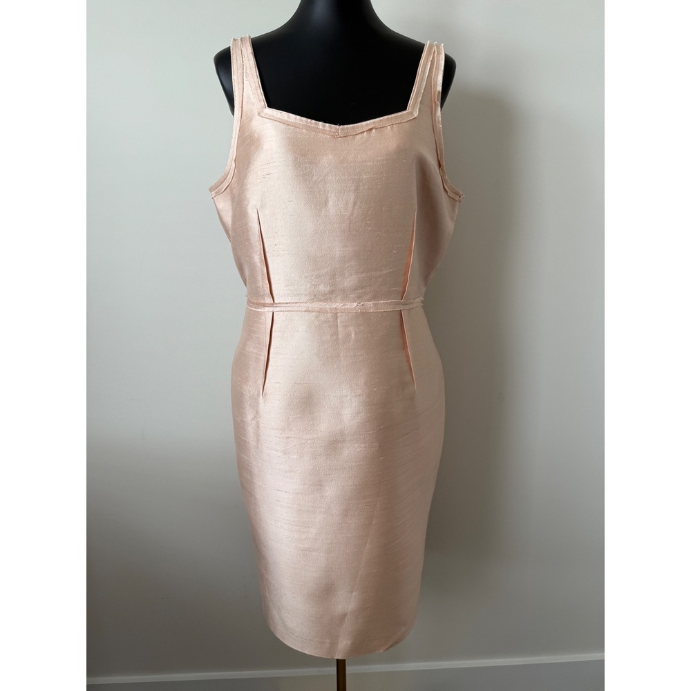 Talbots Silk Wool Blend Sheath Dress Champagne Peach Sleeveless Size 16 CN366